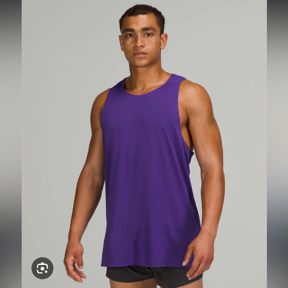 LULULEMON MENS “FAST AND FREE SINGLET” PURPLE MUSCLE TEE, SZ XXL